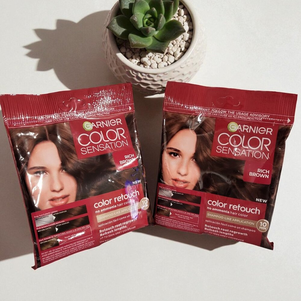 GARNIER Women's color‎ retouch root 2 pack (Shampoo like Application -Rich Brown